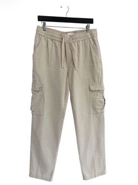 Porter & Ash Linen-Blend Cargo Pants Pull On Men’s Size Medium Tan Slim Fit